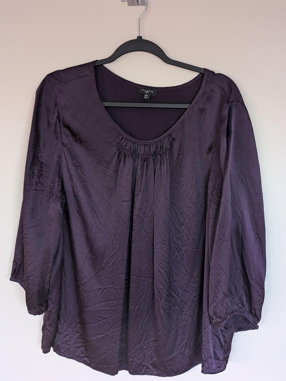 Talbots Plum Scoop-Neck Peasant Blouse
